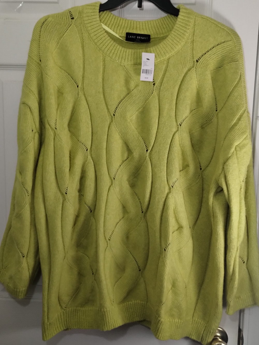 NWT Lane Bryant Lime Green Cable Knit Sweater